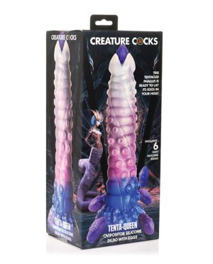 Creature Cocks Tenta-Queen Ovipositor Silicone Dildo w-Eggs - Multi Color
