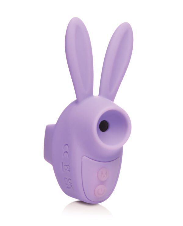 A purple bunny-shaped figurine with control buttons, isolated on a white background.