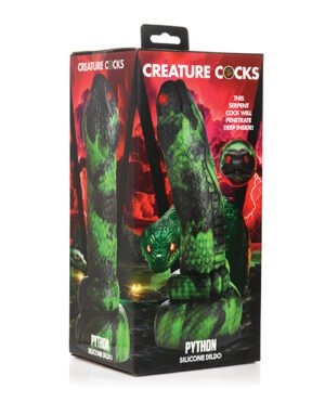 Creature Cocks Python Silicone Dildo - Black-Green
