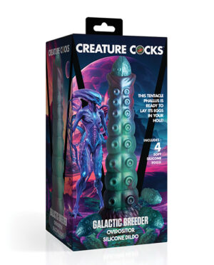 Creature Cocks Galactic Breeder Ovipositor Silicone Dildo w-Eggs - Multi Color
