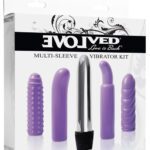 Evolved Multi Sleeve Vibrator Kit w/4 Textured Sleeves & Vibe - Purple