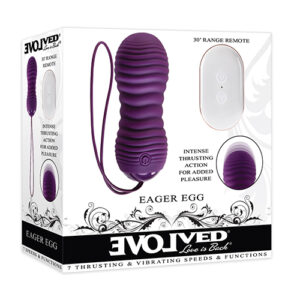 Evolved Eager Egg Vibrating & Thrusting Egg w/Remote - Purple