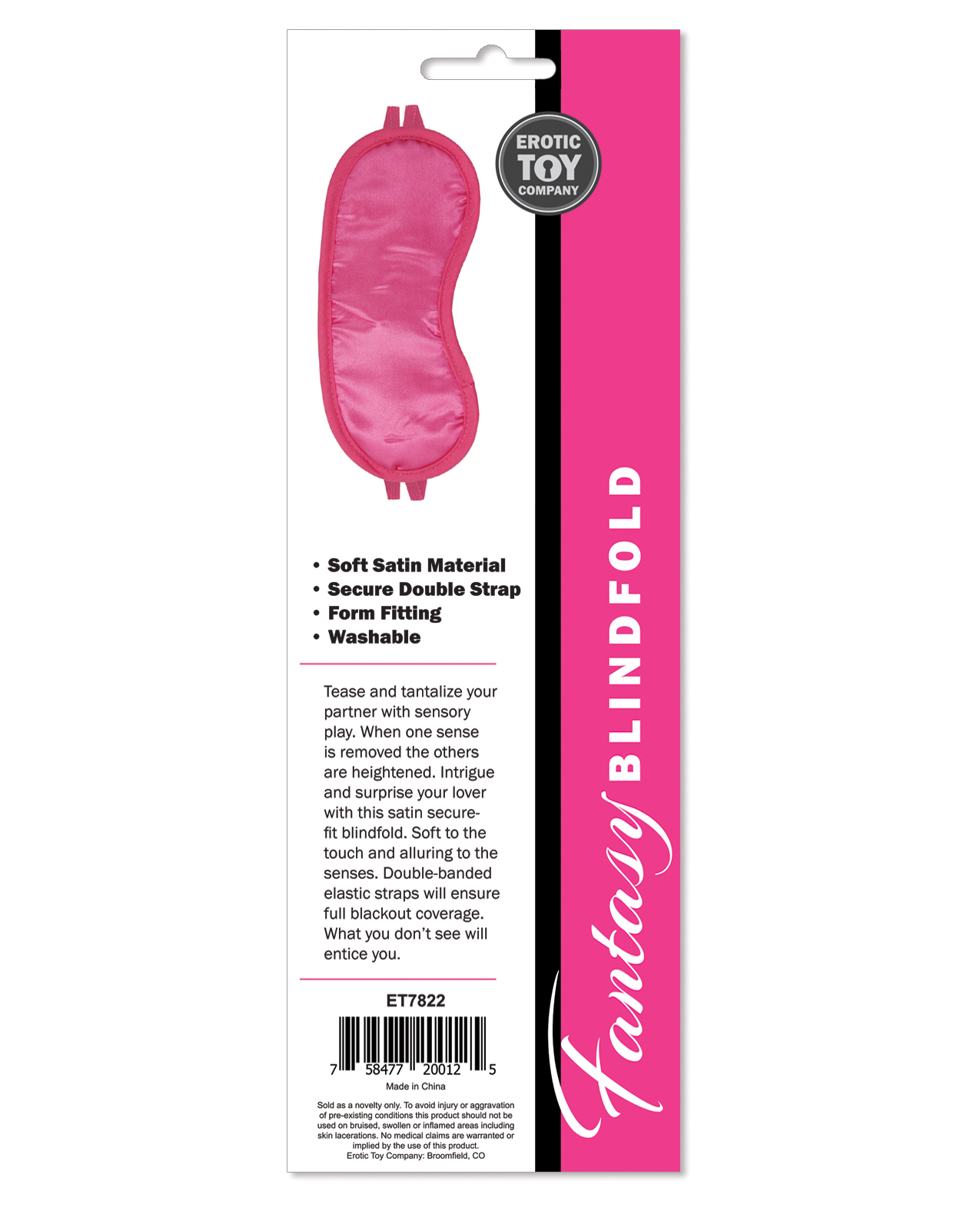 Erotic Toy Company Satin Fantasy Blindfold - Pink - Image 4