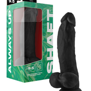 Shaft Model N Flexskin Liquid Silicone 9.5" Side Curve Dong w/Balls - Black