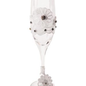 Bride to Be Champagne Glass w/White Lace Trim