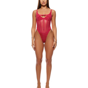 Layers To This Mesh and Knit Teddy - Pink LG