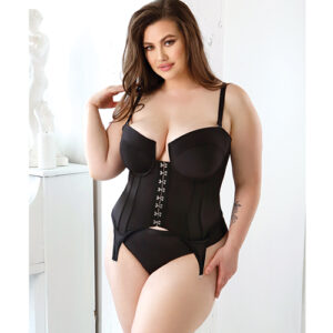 Curve Sloan Cropped Bustier Top & Panty Black 3X/4X
