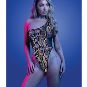 Luminescent Flash Reflective Floral Print Teddy - Black S/M