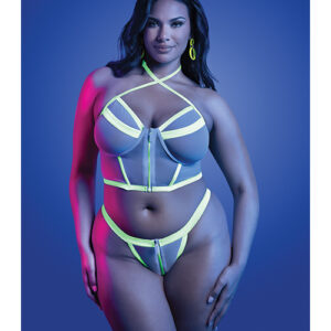 Supernatural Glow-in-the-Dark Zipper Bralette & Thong - White QN