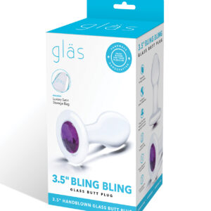 Glas 3.5" Bling Bling Glass Butt Plug - Clear