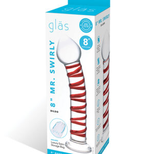 Glas 8" Mr. Swirly Glass Dildo - Red