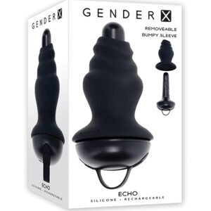 Gender X ECHO Vibrating Shaft w/Removable Silicone Sleeve - Black