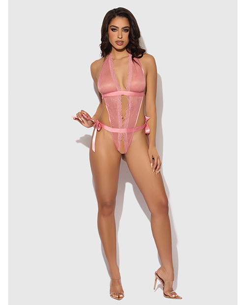 Kiki Lace & Satin Drop Off Teddy - Rose SM - Image 3