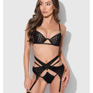 Snake Velvet-Burnout Mesh Bra