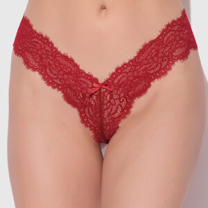 Lana Sheer Lace V-Thong - Red XL