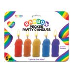 Rainbow Pecker Party Candles - Asst. Colors Pack of 5