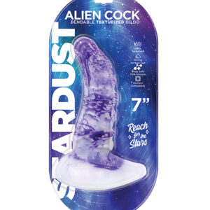 Stardust Alien Cock Silicone Textured 7" Dildo - Purple
