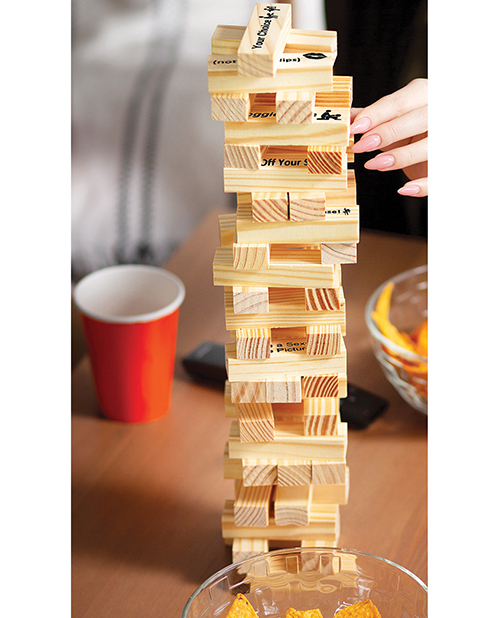 Tower Tease Naughty Sex Game w/Assorted Wooden Blocks/Sayings - Image 2