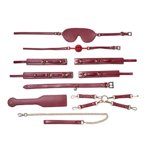 Kinky Play Box Red Passion 8 pc Set Bondage Kit - Red