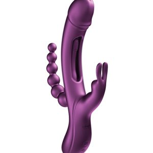 Trilux Kinky Finger Rabbit Vibrator w/Anal Beads - Purple