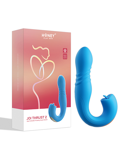 Joi Thrust 2 Thrusting G-Spot Vibrator & Clit Licker - Blue - Image 2