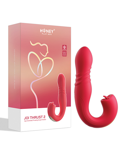 Joi Thrust 2 Thrusting G-Spot Vibrator & Clit Licker - Red - Image 2