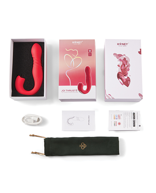 Joi Thrust 2 Thrusting G-Spot Vibrator & Clit Licker - Red - Image 3