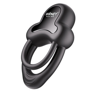 Anello Vibrating Double Cock Ring w/Clitoral Stimulator - Black