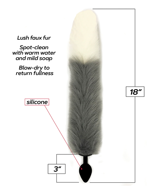 Foxy Fox Tail Silicone Butt Plug - Silver - Image 3