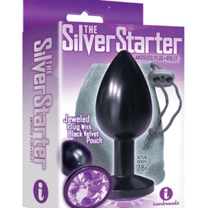 The 9's The Silver Starter Bejeweled Round Stainless-Steel Plug - Black/Violet
