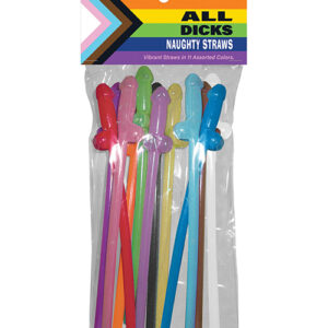 All Dicks Naughty Straws - Asst. Colors Pack of 11