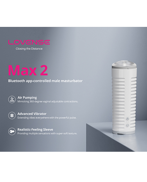 Lovense Max 2 Rechargeable Male Masturbator w/White Case - Clear Sleeve - Image 6