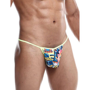 Male Basics Sinful Hipster Wow T Thong G-String Yellow Print SM