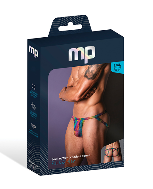 Pack & Play Jock w/Front Condom Pocket - Rainbow L/XL - Image 3