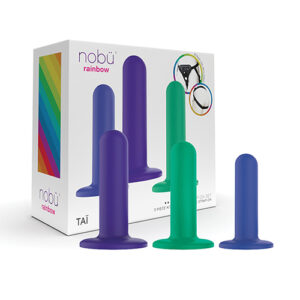 Nobu Tai Silicone Dildo Set w/Adjustable Strap On - 3 Piece Kit Assorted Colors