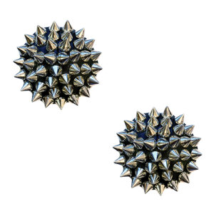 Neva Nude Burlesque Bowser Spike Pleather Reusable Silicone Pasties - Silver/Black O/S