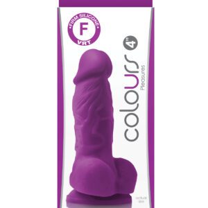 Colours Pleasures 4" Dong w/Balls & Suction Cup - Purple