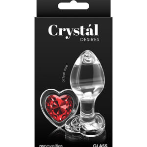 Crystal Desires Glass Heart Gem Butt Plug Medium - Red