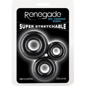 Renegade Fireman Cock Rings - Pack of 3 Black