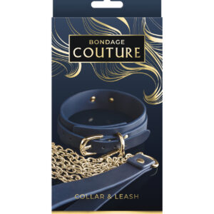Bondage Couture Vinyl Collar and Leash - Blue