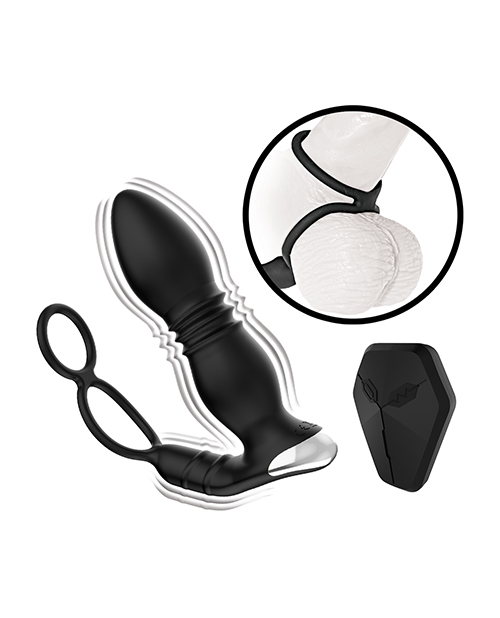 Ass-station Remote Prostate Power Plug w/Cock & Ball Ring - Black - Image 4