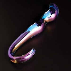 Cristal Blue Flame Curved Glass Dildo - Purple
