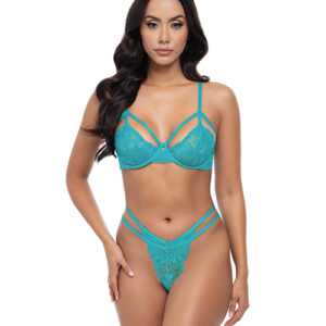Raya Lace Underwire Bra w/Panty 2 pc Set - Beach Blue L/XL