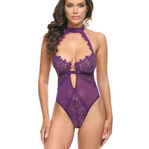 Kennedy Lace and Mesh Teddy - Purple SM