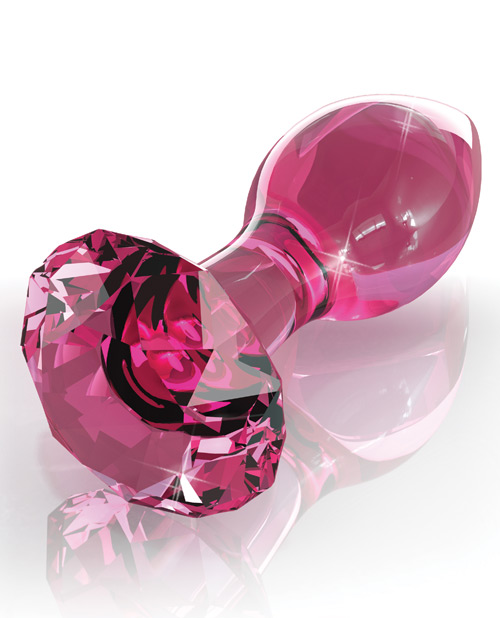Icicles No. 79 Hand Blown Glass Diamond Butt Plug - Pink - Image 3