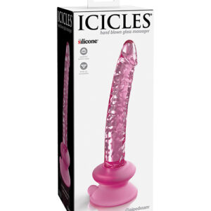 Icicles No. 86 Hand Blown Glass Massager w/Suction Cup - Pink