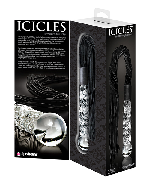 Icicles No. 38 Hand Blown Glass Handled Whip - Clear - Image 3