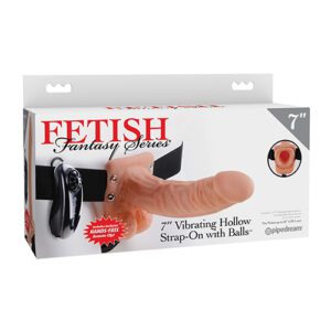 Fetish Fantasy Series 7" Vibrating Hollow Strap On w/Balls - Flesh