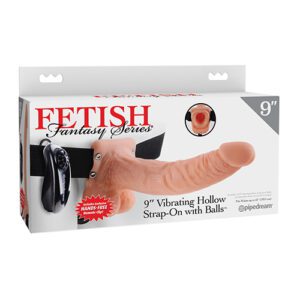 Fetish Fantasy Series 9" Vibrating Hollow Strap On w/Balls - Flesh