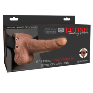 Fetish Fantasy Series 6" Hollow Rechargeable Strap On w/Balls - Tan